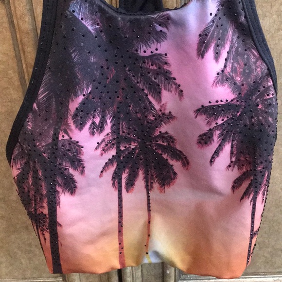 Palm Tree with Rhinestones Racerback SwimTOP - Picture 2 of 6